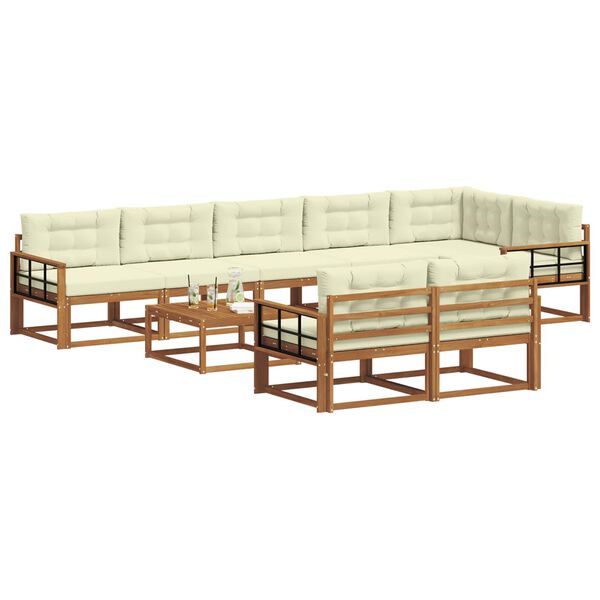 vidaXL Set vanjskih sofa s jastukom 9 pcs Prirodna i krem