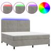 vidaXL Krevet box spring s madracem LED svjetlosivi 160x200 cm bar&scaron;un