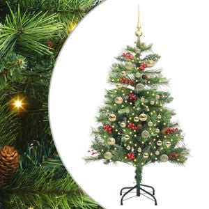 vidaXL Umjetno božićno drvce S LED lampica Zelena 150 cm PVC i metal