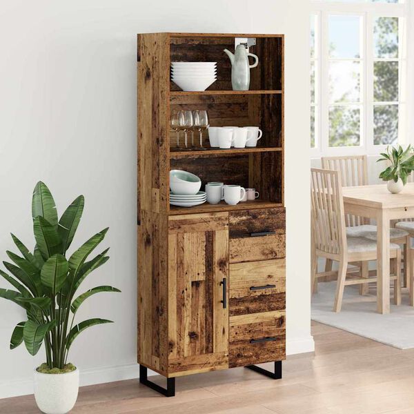 vidaXL Highboard Staro drvo 69,5 x 34 x 180 cm Konstruirano drvo