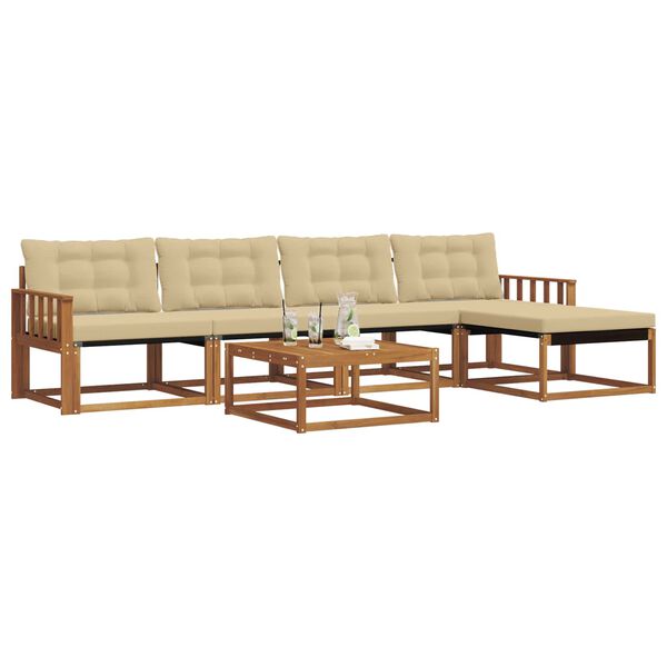 vidaXL Set vanjskih sofa s jastukom 6 pcs Prirodna i bež