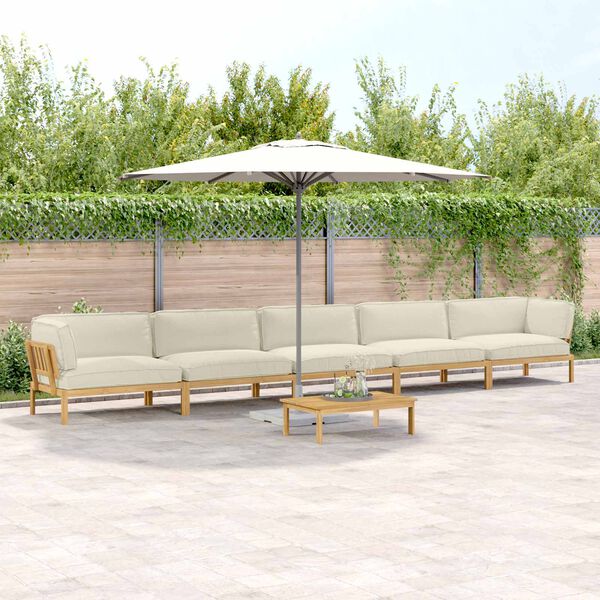 vidaXL Set sofe s jastukom Jednobojno 6 pcs Krema Čvrsto drvo akacije