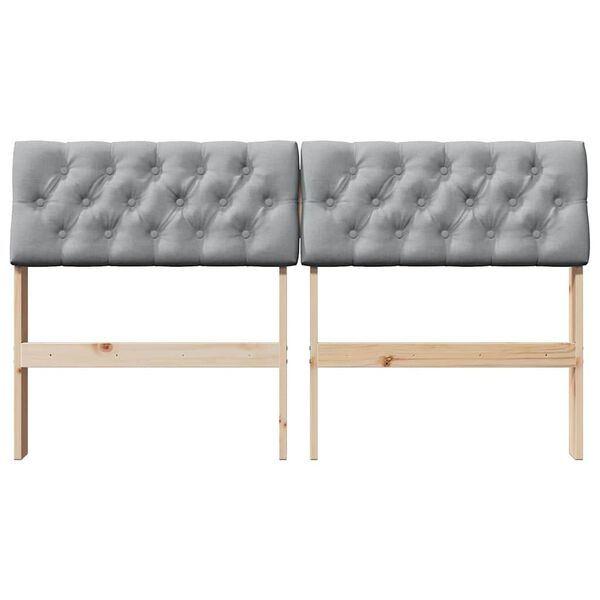 vidaXL Tapecirani uzglavlje Svijetlo siva 140 cm Čvrsto borovo drvo