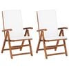 vidaXL Sklopive stolice s jastucima, 2 kom, masivno tikovino, krem boje