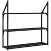 vidaXL Zidne police s 3 razine crne 80x21x78,5 cm konstruirano drvo