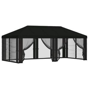 vidaXL Pokrov za gazebo s bočnim zidovima 6 x 3 m Crna Poliester 190