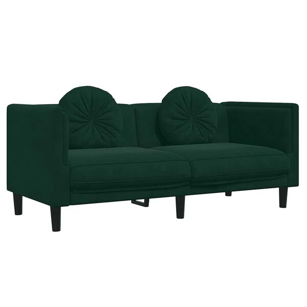 vidaXL 2-dijelni set sofa s jastucima tamnozeleni bar&scaron;unasti