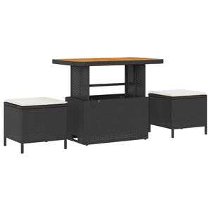 vidaXL Vrtni set za objed Crna Poli ratan