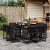 vidaXL 9-dijelni vrtni blagovaonski set s jastucima crni od poliratana