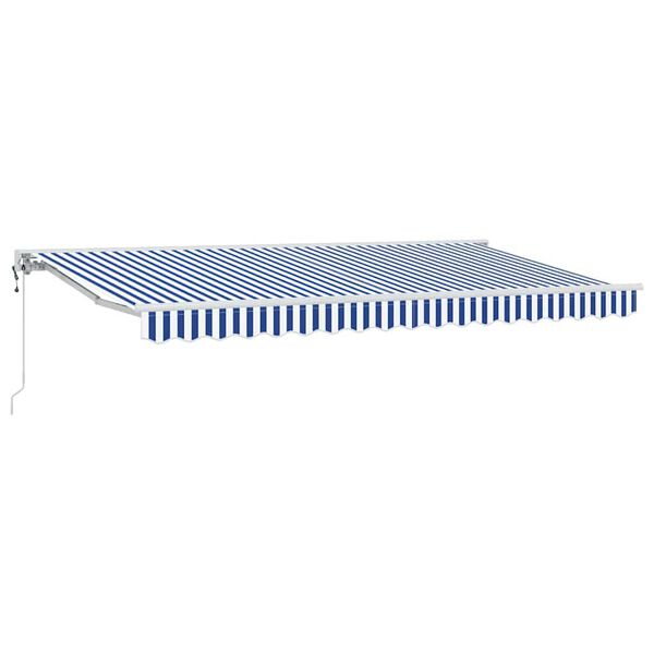 vidaXL Skrovita tenda Plava i bijela 400 x 200 cm Poliester i metal