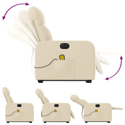 vidaXL Električni masažni naslonjač na podizanje od tkanine krem