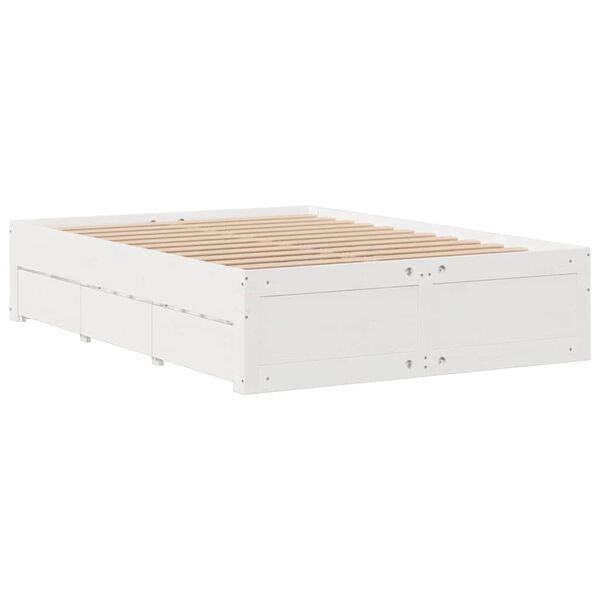 vidaXL Okvir kreveta bez madraca s ladicama bijeli 140x190 cm borovina