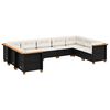 vidaXL 9-dijelni set vrtnih sofa s jastucima crni od poliratana