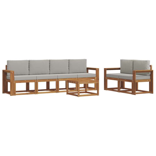 vidaXL Set vanjskih sofa s jastukom 7 pcs Prirodna i svijetlo siva