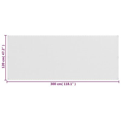 vidaXL Balkonski zastor bijeli 120 x 300 cm HDPE