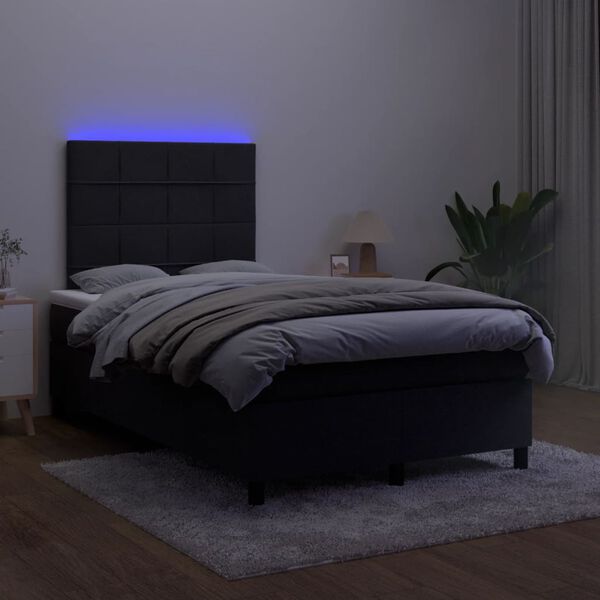 vidaXL Krevet box spring s madracem LED crni 120 x 190 cm bar&scaron;unasti