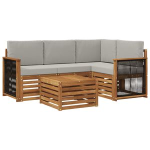 vidaXL Set vanjskih sofa 5 pcs Prirodna i svjetlosiva 59 x 59 x 37 cm