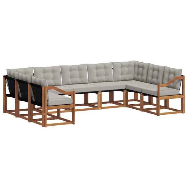vidaXL Set vanjskih sofa s jastukom 9 pcs Prirodna i svijetlo siva