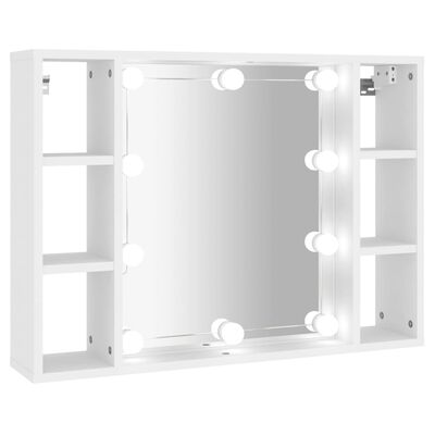 vidaXL Ormarić s ogledalom i LED svjetlima bijeli 76 x 15 x 55 cm
