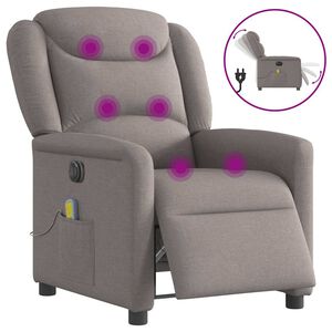 vidaXL Električni masažni naslonjač od tkanine smeđesivi