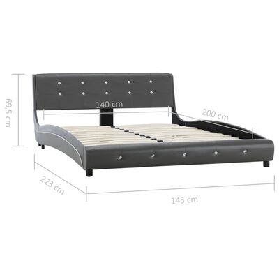 vidaXL Okvir za krevet od umjetne kože sivi 140 x 200 cm