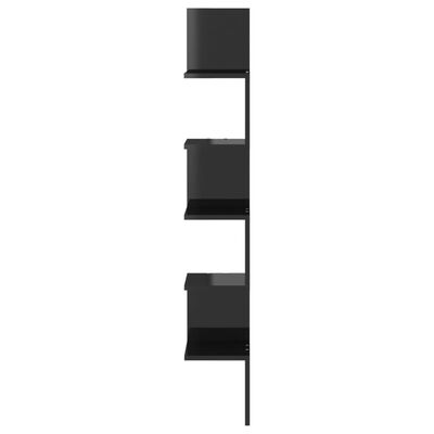 vidaXL Zidne kutne police visoki sjaj crne 20 x 20 x 127,5 cm drvene