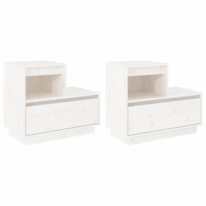 vidaXL Noćni ormarići 2 kom bijeli 60x34x51 cm od masivne borovine