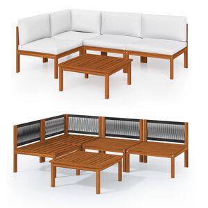 vidaXL Vrtni set za sjedenje s jastucima od 5 dijelova, krem boje, 63x63 cm