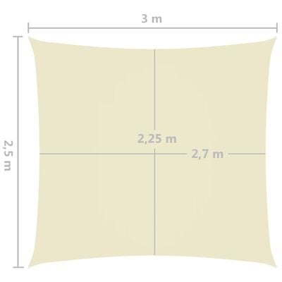 vidaXL Jedro protiv sunca od tkanine Oxford pravokutno 2,5 x 3 m krem