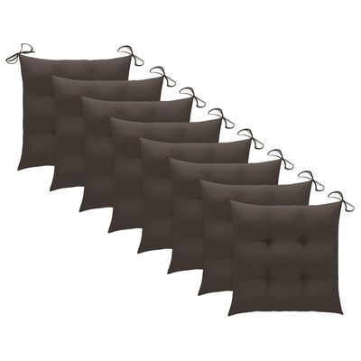 vidaXL Blagovaonske stolice sa smeđe-sivim jastucima 8 kom od tikovine