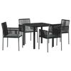 vidaXL Vrtni set za objed 5 pcs Crna PE ratan