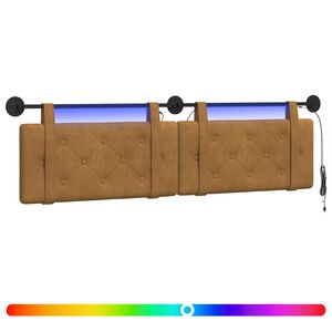 vidaXL Viseće uzglavlje kreveta S LED svjetlom Smeđa Bar&scaron;un