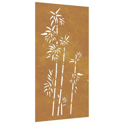 vidaXL Vrtni zidni ukras 105 x 55 cm čelik COR-TEN s uzorkom bambusa