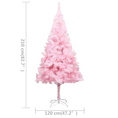 vidaXL Umjetno osvijetljeno božićno drvce sa stalkom rozo 210 cm PVC