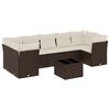 vidaXL 8-dijelni set vrtnih sofa s jastucima smeđi od poliratana