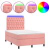 vidaXL Krevet box spring s madracem LED ružičasti 120x200cm bar&scaron;unasti