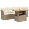 vidaXL 5-dijelni vrtni set sofa s jastucima bež od poliratana