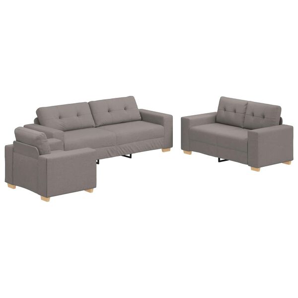 vidaXL Sofa 3 pcs Sivo-smeđa Platnasta tkanina