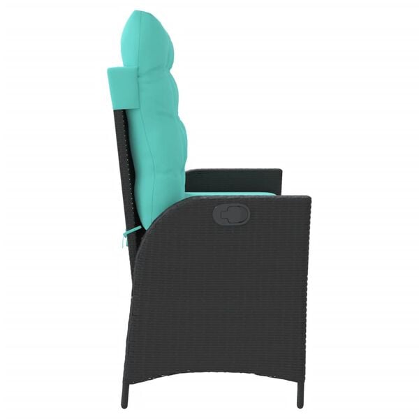 vidaXL Vrtni naslonjač s jastucima crni od poliratana