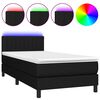 vidaXL Krevet box spring s madracem LED crni 100x200 cm od tkanine