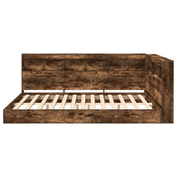vidaXL Krevet s policama Dimljeni hrast 140 x 200 cm Konstruirano drvo
