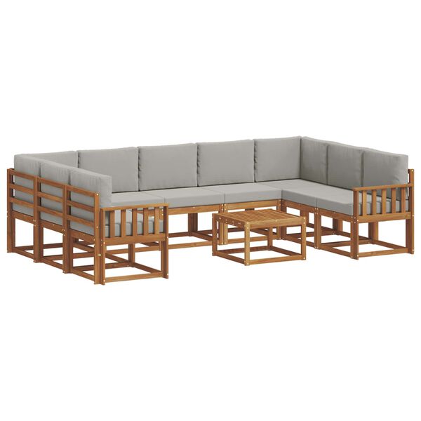 vidaXL Set vanjskih sofa s jastukom 10 pcs Prirodna i svijetlo siva