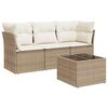 vidaXL 4-dijelni set vrtnih sofa s jastucima bež od poliratana