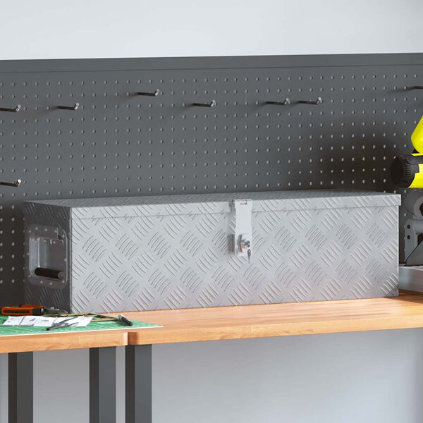 vidaXL Aluminijska kutija 80,5 x 22 x 22 cm srebrna