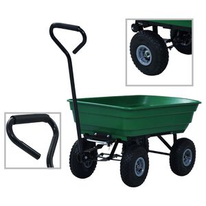 vidaXL Vrtna nagibna ručna kolica 300 kg 75 L zelena