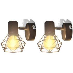 2 crne zidne svjetiljke industrijske sa žičanim okvirom i LED žaruljom