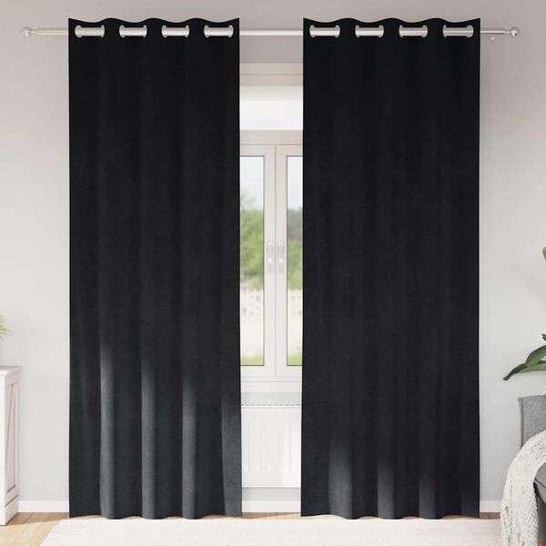 vidaXL Zavjese za zamračivanje 2 pcs Crna 140 x 245 cm Bar&scaron;un