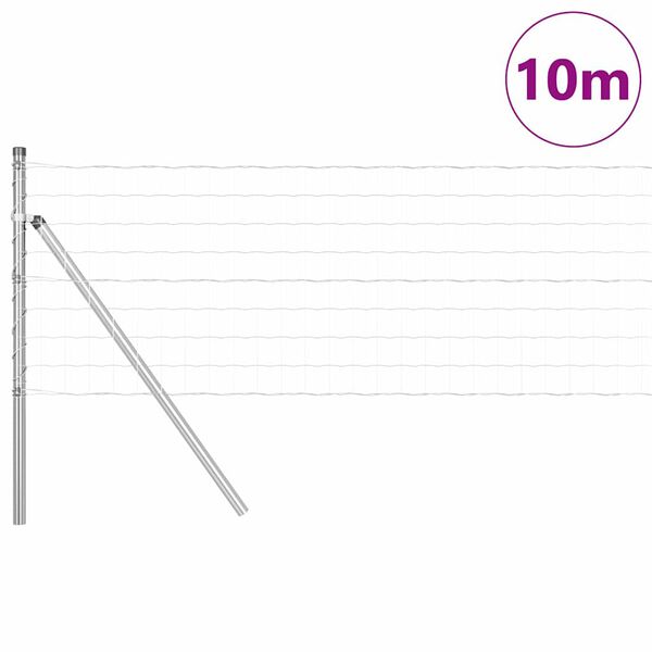 vidaXL Ograda s postovima Srebrno 0,8 x 10 m Čelik i PVC