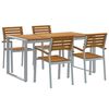 vidaXL Vrtni set za objed 5 pcs Siva Čvrsto drvo akacije
