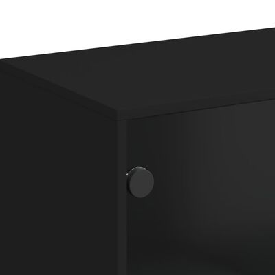 vidaXL Bočni ormarić sa staklenim vratima crni 69 x 37 x 100 cm